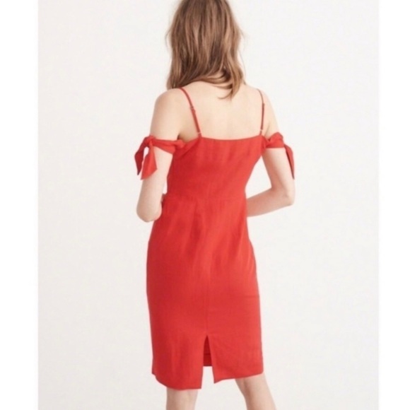 Abercrombie & Fitch Women’s Red Lined Dress Size 2 Off The Shoulders Cocktail - Picture 2 of 10